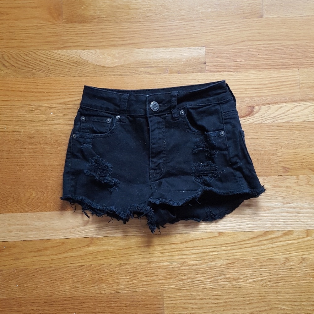 Black Distressed Shorts